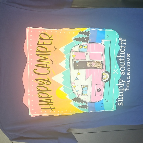 Simply Southern Happy Camper Blue T-Shirt - Picture 1 of 7